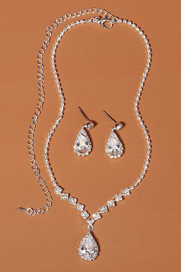 Rhinestone Drop Bridal Kolczyki Zestaw naszyjników